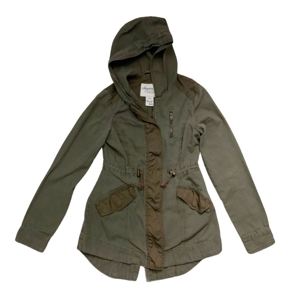 American Rag Military Green Hooded Utility Jacket Coat Army Olive Fisherman